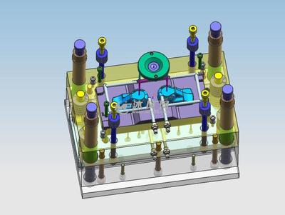 洁具组件A塑料模具设计 一模两腔、三维图与工艺卡片